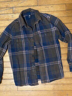 Brown and blue flannel, medium